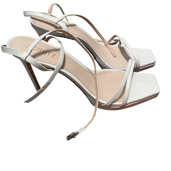 Schutz Tersa Sandals Strappy White Square Toe Size 10 NEW - Picture 2 of 7